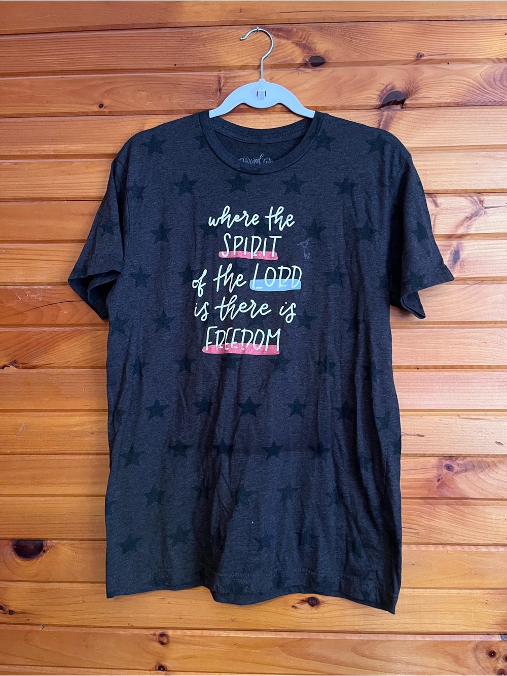 Women's Black Short Sleeve Tee with Inspirational Script
